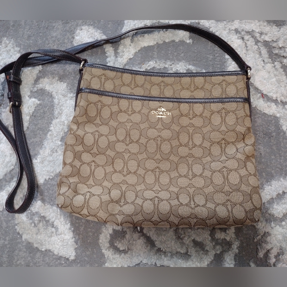 Coach logo brown crossbody purse